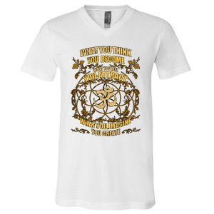 Om Zen Yoga What You Think You Become Spiritual V-Neck T-Shirt