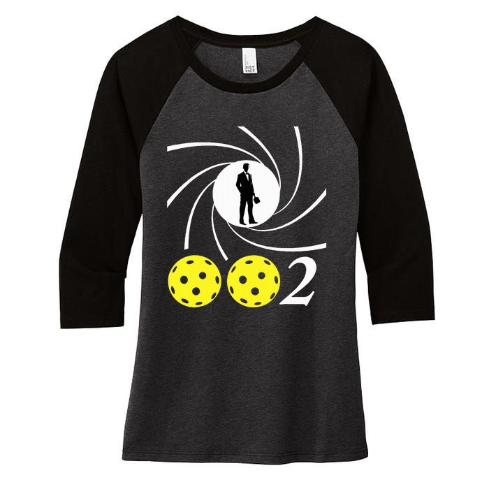 Pickleball 002 002 Spy Parody Women's Tri-Blend 3/4-Sleeve Raglan Shirt