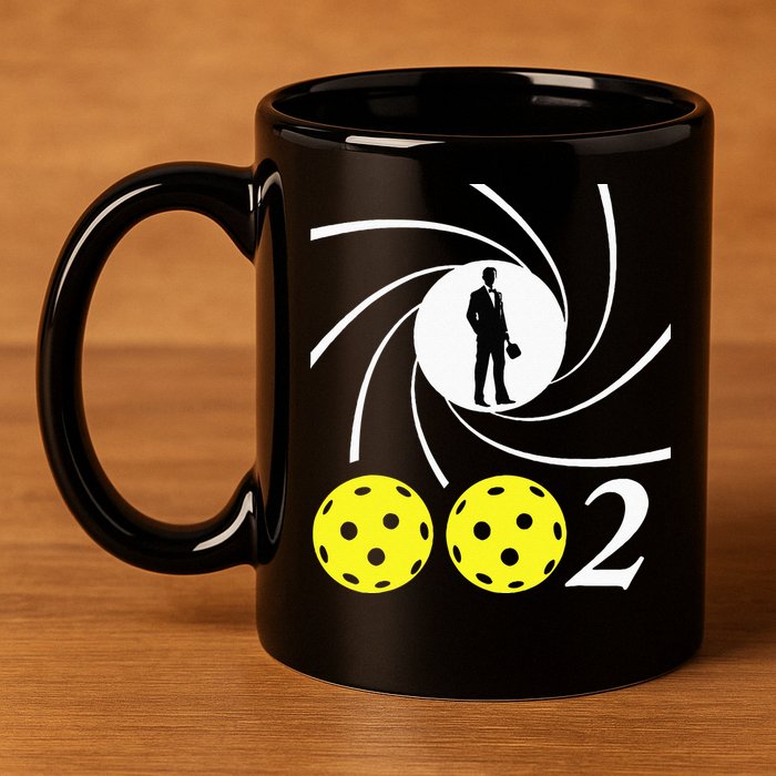 Pickleball 002 002 Spy Parody Funny Pickleball 11oz C Handle Ceramic Mug