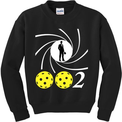 Pickleball 002 0 0 2 Spy Parody Funny Pickleball Kids Sweatshirt