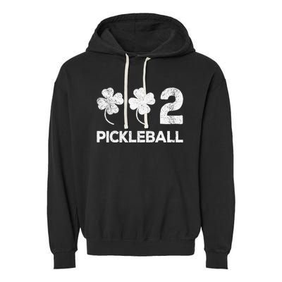 Pickleball 002 St Patricks Day Lucky shamrock player Garment-Dyed Fleece Hoodie