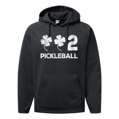 Pickleball 002 St Patricks Day Lucky shamrock player Performance Fleece Hoodie