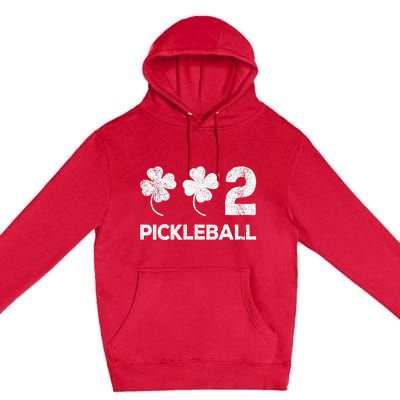 Pickleball 002 St Patricks Day Lucky shamrock player Premium Pullover Hoodie