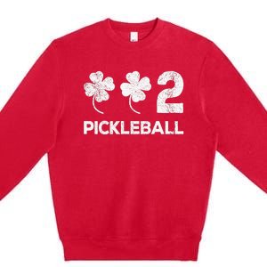 Pickleball 002 St Patricks Day Lucky shamrock player Premium Crewneck Sweatshirt