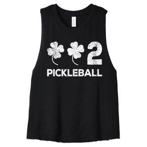 Pickleball 002 St Patricks Day Pickleball Player Women's Racerback Cropped Tank