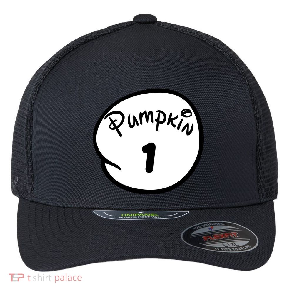 Pumpkin 1 2 3 4 5 Custom Personalize Halloween Flexfit Unipanel Trucker Cap