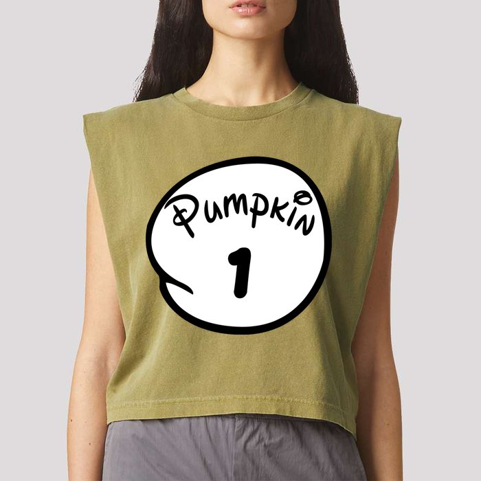 Pumpkin 1 2 3 4 5 Custom Personalize Halloween Garment-Dyed Women's Muscle Tee