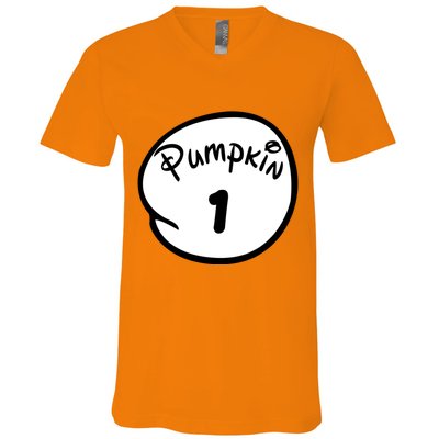 Pumpkin 1 2 3 4 5 Custom Personalize Halloween V-Neck T-Shirt