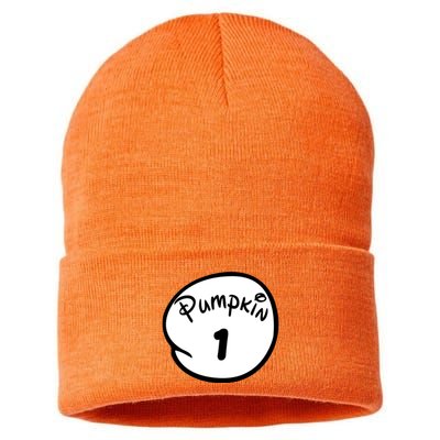 Pumpkin 1 2 3 4 5 Custom Personalize Halloween Sustainable Knit Beanie