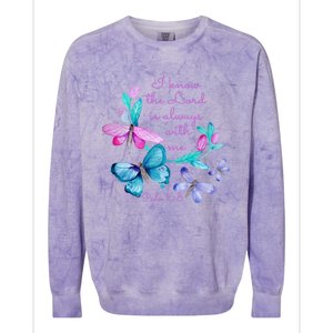 Psalm 16: 8 Christ Religious Butterfly Art Gift Colorblast Crewneck Sweatshirt