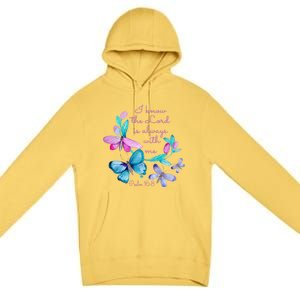 Psalm 16: 8 Christ Religious Butterfly Art Gift Premium Pullover Hoodie