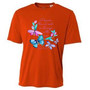 Psalm 16: 8 Christ Religious Butterfly Art Gift Cooling Performance Crew T-Shirt