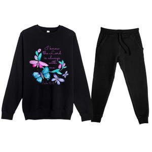 Psalm 16: 8 Christ Religious Butterfly Art Gift Premium Crewneck Sweatsuit Set