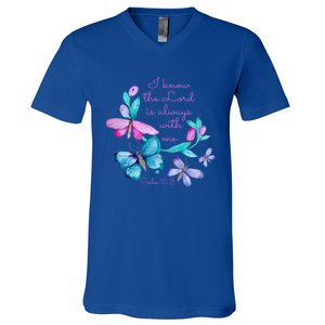 Psalm 16: 8 Christ Religious Butterfly Art Gift V-Neck T-Shirt