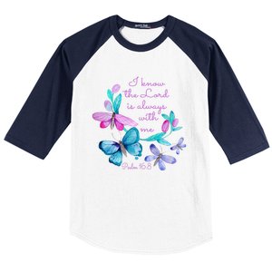 Psalm 16: 8 Christ Religious Butterfly Art Gift Baseball Sleeve Shirt