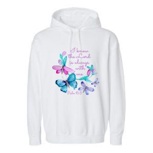 Psalm 16: 8 Christ Religious Butterfly Art Gift Garment-Dyed Fleece Hoodie