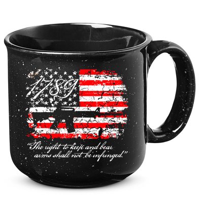 Patriotic 1789 American Flag 2nd Amendment Gun Rights AR15 15oz Campfire Ceramic Mug