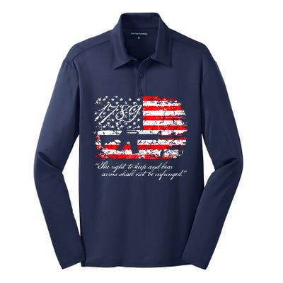 Patriotic 1789 American Flag 2nd Amendment Gun Rights AR15 Silk Touch Performance Long Sleeve Polo