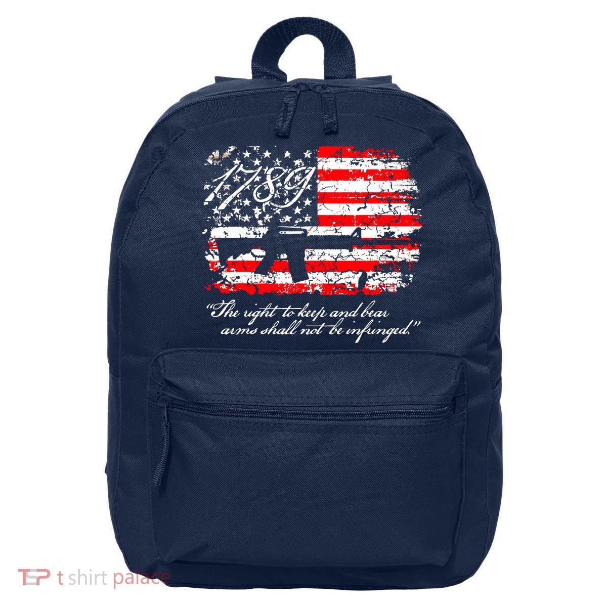 Patriotic 1789 American Flag 2nd Amendment Gun Rights AR15 16 in Basic Backpack