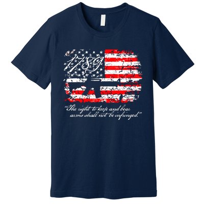 Patriotic 1789 American Flag 2nd Amendment Gun Rights AR15 Premium T-Shirt