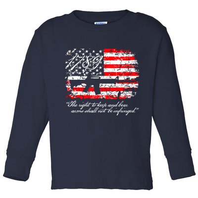 Patriotic 1789 American Flag 2nd Amendment Gun Rights AR15 Toddler Long Sleeve Shirt