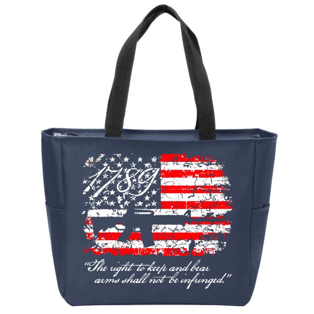 Patriotic 1789 American Flag 2nd Amendment Gun Rights AR15 Zip Tote Bag