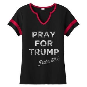 Psalm 1098 Christian Antitrump Pray For Trump Ladies Halftime Notch Neck Tee