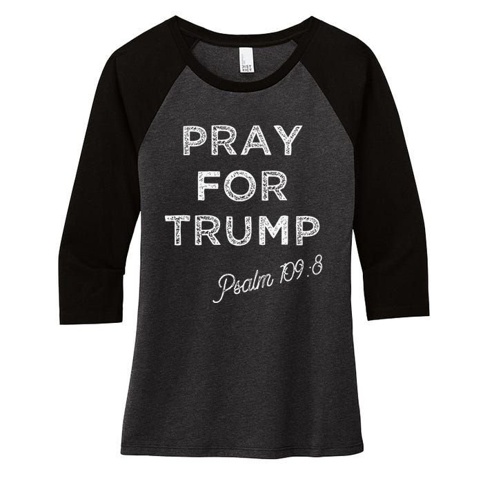 Psalm 1098 Christian Antitrump Pray For Trump Women's Tri-Blend 3/4-Sleeve Raglan Shirt