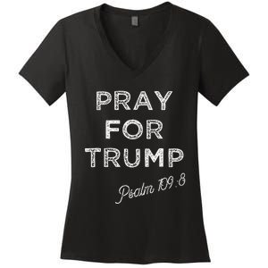 Psalm 1098 Christian Antitrump Pray For Trump Women's V-Neck T-Shirt