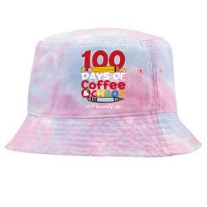 Parent 100 Days Of Coffee And Chaos Happy 100th Day Of School Great Gift Tie-Dyed Bucket Hat