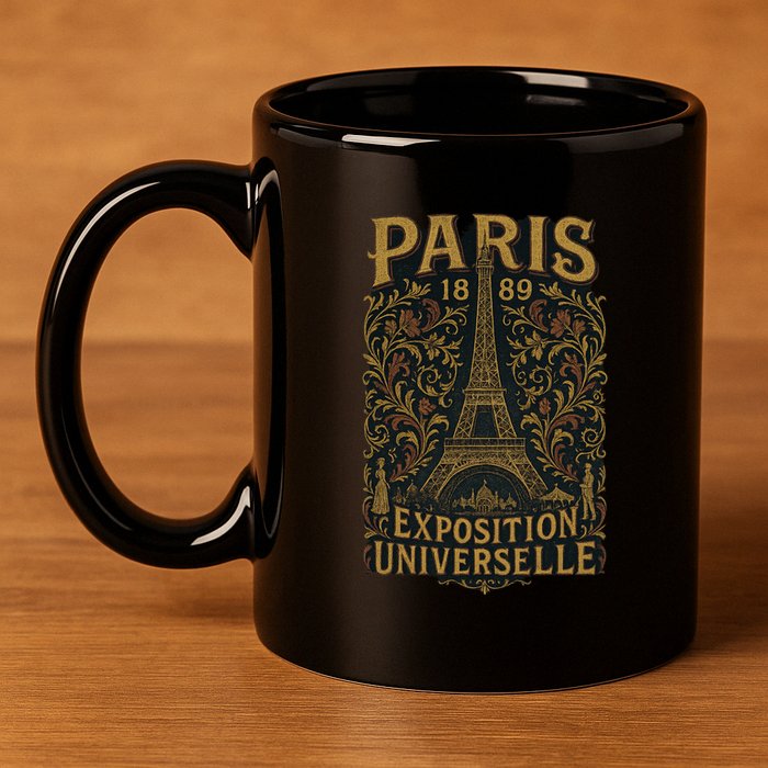 Paris 1889 Eiffel Tower World’s Fair 11oz C Handle Ceramic Mug