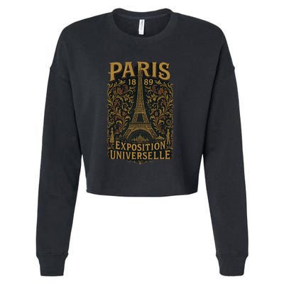 Paris 1889 Eiffel Tower World’s Fair Cropped Pullover Crew