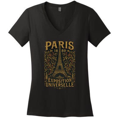 Paris 1889 Eiffel Tower World’s Fair Women's V-Neck T-Shirt