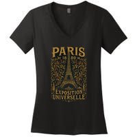 Paris 1889 Eiffel Tower World’s Fair Women's V-Neck T-Shirt
