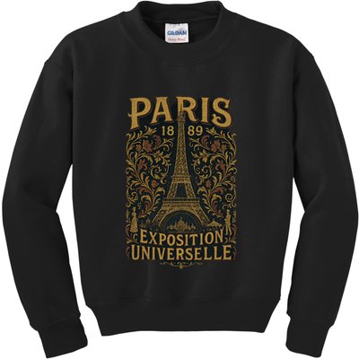 Paris 1889 Eiffel Tower World’s Fair Kids Sweatshirt