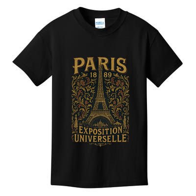 Paris 1889 Eiffel Tower World’s Fair Kids T-Shirt