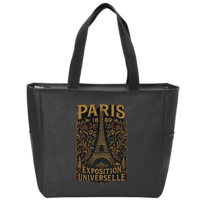 Paris 1889 Eiffel Tower World’s Fair Zip Tote Bag