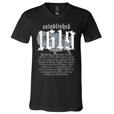 Project 1619 Established American Map Vintage Black History V-Neck T-Shirt