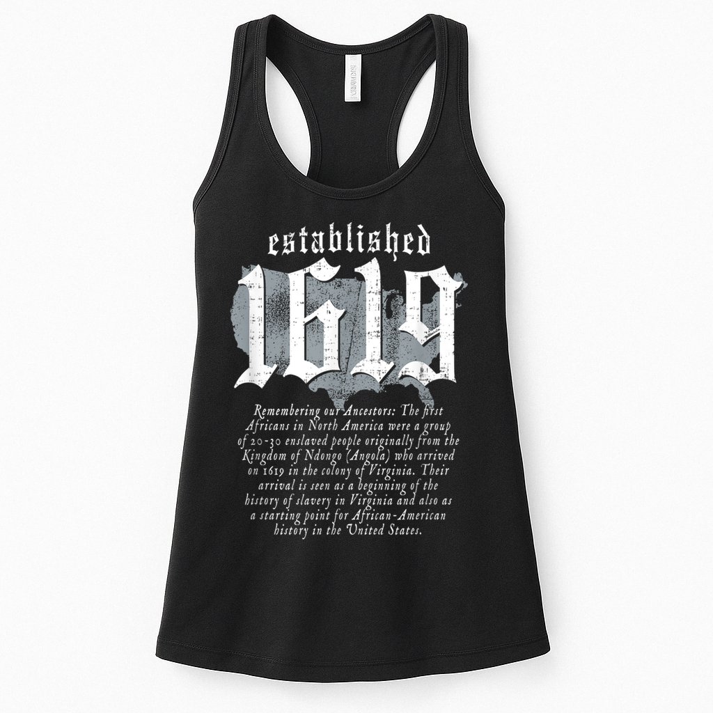 Project 1619 Established American Map Vintage Black History Womens Tank Top