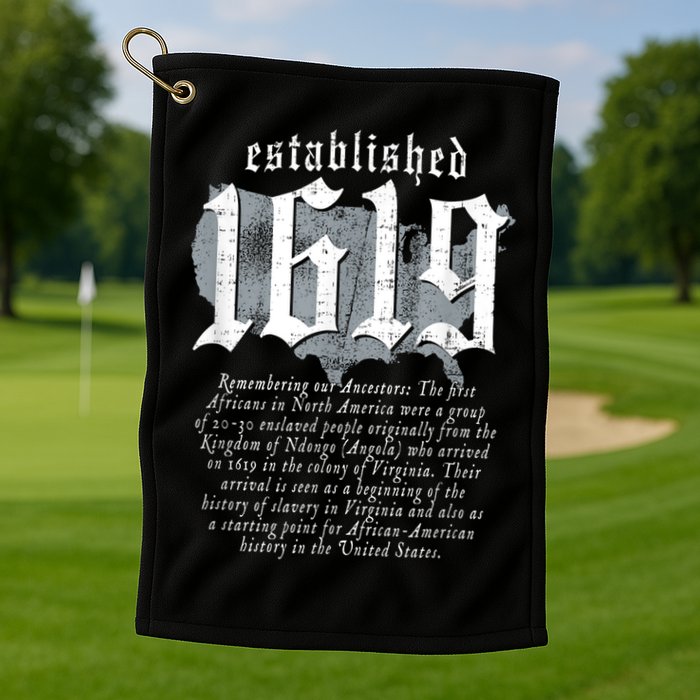 Project 1619 Established American Map Vintage Black History Golf Towel