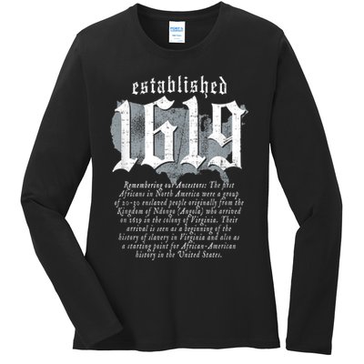 Project 1619 Established American Map Vintage Black History Ladies Long Sleeve Shirt
