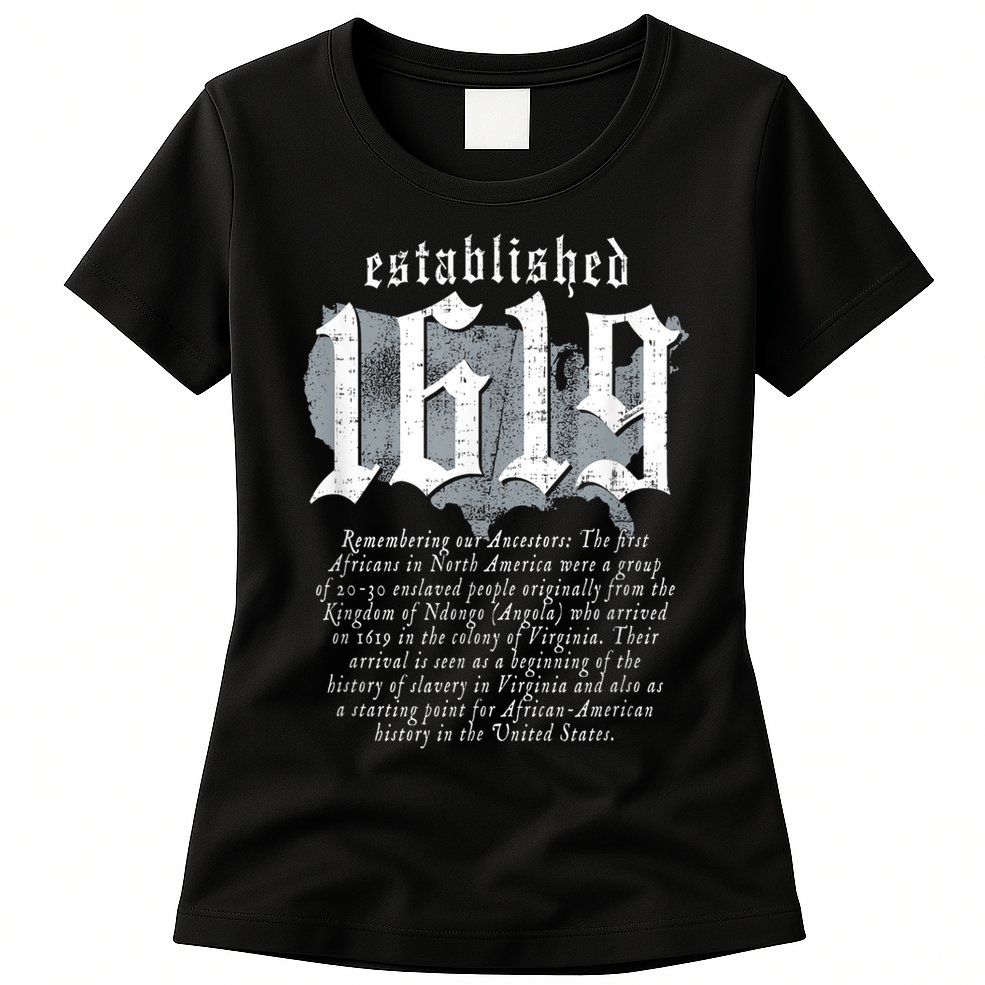 Project 1619 Established American Map Vintage Black History Womens T-Shirt