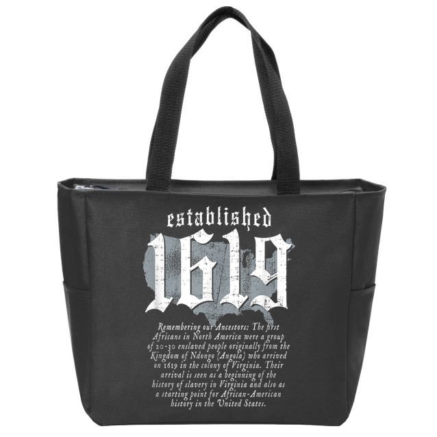 Project 1619 Established American Map Vintage Black History Zip Tote Bag