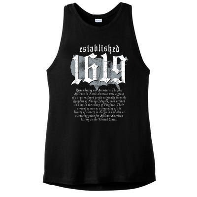 Project 1619 Established American Map Vintage Black History Ladies PosiCharge Tri-Blend Wicking Tank