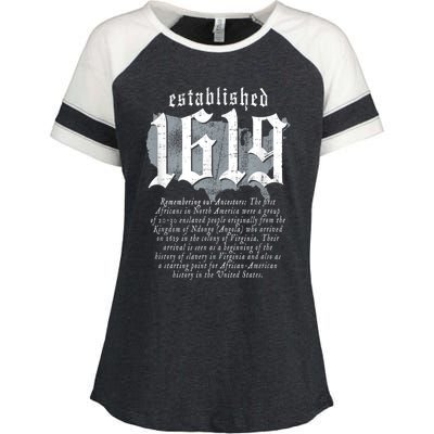 Project 1619 Established American Map Vintage Black History Enza Ladies Jersey Colorblock Tee