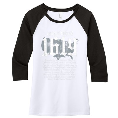 Project 1619 Established American Map Vintage Black History Women's Tri-Blend 3/4-Sleeve Raglan Shirt