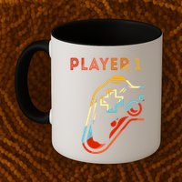 Player 1 Funny Video Game Lover Joystick Retro Matching  Gamer Couple Mug
