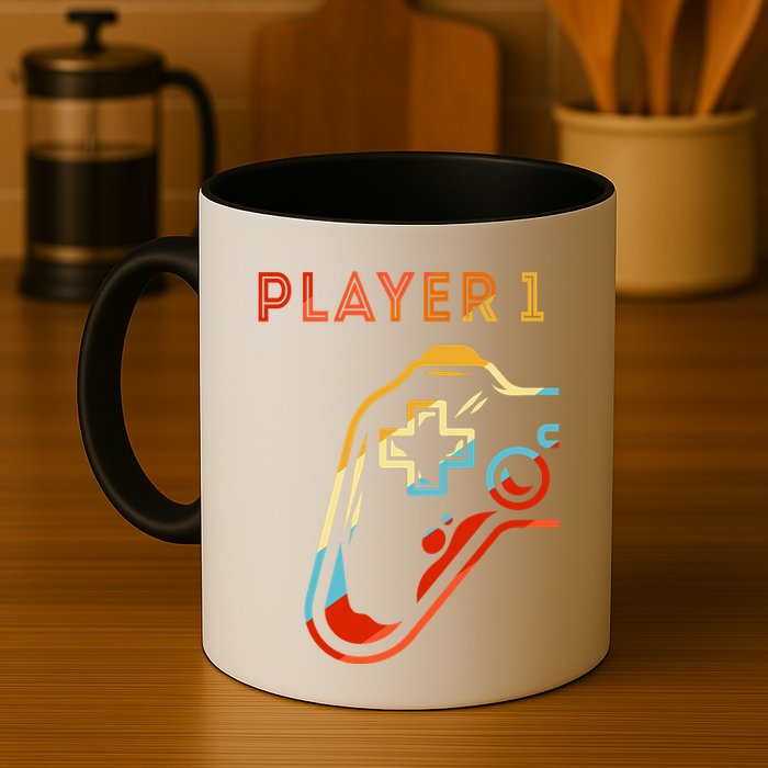 Player 1 Funny Video Game Lover Joystick Retro Matching  Gamer Couple Mug