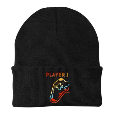 Player 1 Funny Video Game Lover Joystick Retro Matching  Gamer Couple Beanie