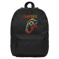 Player 1 Funny Video Game Lover Joystick Retro Matching  Gamer Couple 16 in Basic Backpack